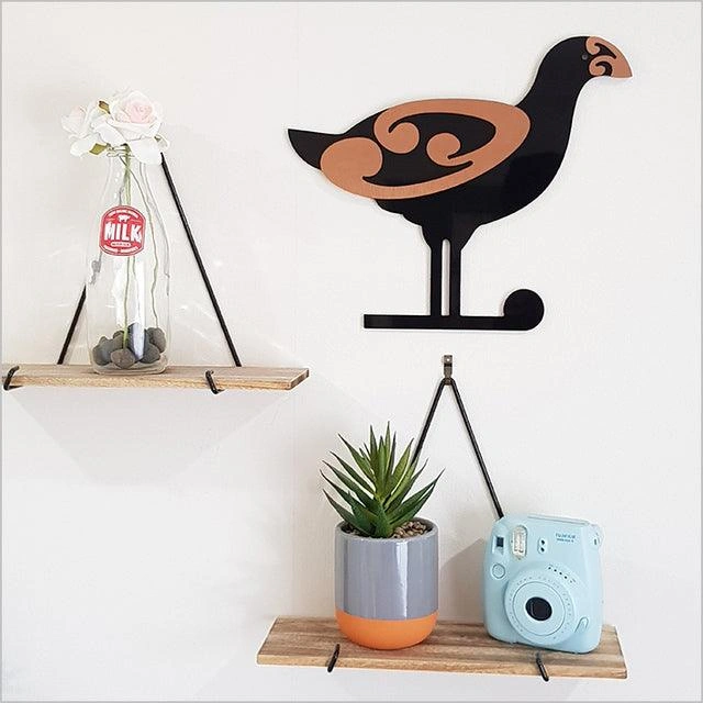 Striking Koru Pukeko Bird Wall Art – Vibrant Two-Tone Native Decor