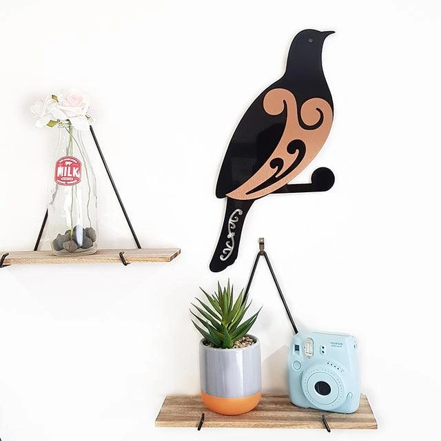 Striking Koru Kereru Wood Pigeon Wall Art – Rustic & Vibrant Decor!