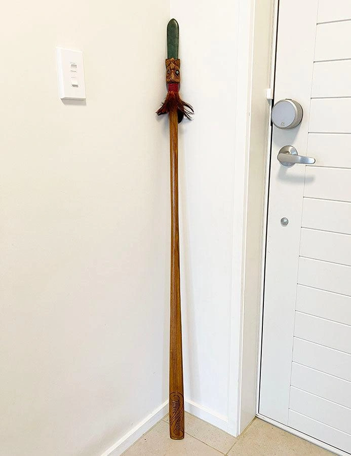Majestic Greenstone Taiaha - A Powerful Tiki Weapon (Stand Available)